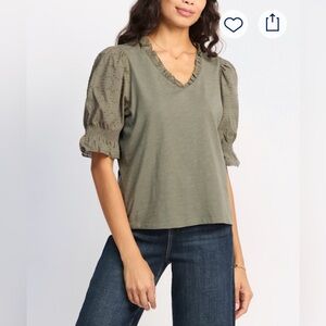 Daphne Mixed Media V-Neck‎ Knit Top